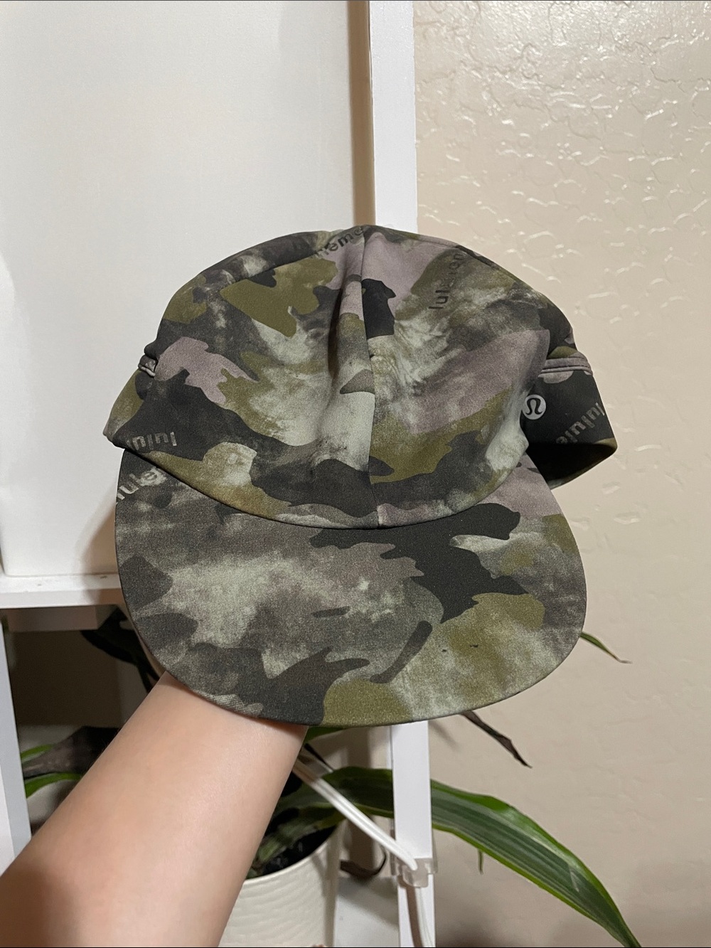 lululemon Olive Green & Black Camo Athletic Wunder Train Hat